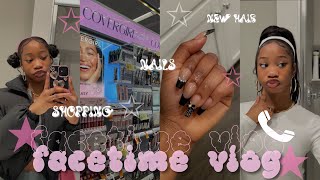 FACETIME VLOG pov we’re on facetime ✰ school vlog shopping nails grwm new hair…ect [upl. by Kotta936]