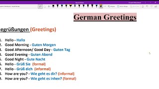 Learn German A1 Level  Part 2 German Greetings amp Common Phrases [upl. by Xaviera192]