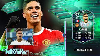 92 FLASHBACK VARANE PLAYER REVIEW  FIFA 22 Ultimate Team [upl. by Aititil458]