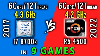 i7 8700 vs Ryzen 5 4500 Test in 9 Games  R5 4500 vs i7 8700k [upl. by Seligman65]