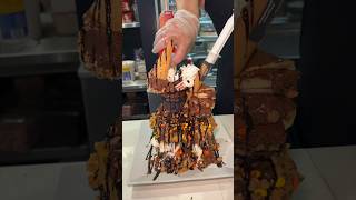 The NUTELLA PEANUT BUTTER WAFFLE TOWER from Elm Street Diner in Stamford CT 🍫🧇🍨🤤 DEVOURPOWER [upl. by Dekeles]