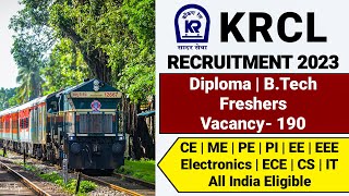 Konkan Railway Recruitment 2023FresherKRCL Recruitment 2023 Railway Jobs 2023Railway New Vacancy [upl. by Tihor]