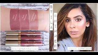 New Stila Shimmer Liquid Lipsticks  Swatches amp Review  ChaiTimewithMeesha [upl. by Pfeifer191]