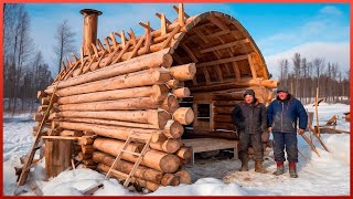 Two Brothers Build Amazing Log Cabin Off Grid From Scratch  by lifeinthesiberianforest1 [upl. by Vigen]