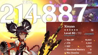 The Unforged Lv90  Xinyan 214k Burst 4363 Atk  Damage Test  Genshin Impact [upl. by Jillane]