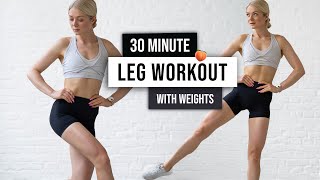 30 MIN LEG WORKOUT  Lower Body GLUTES and THIGHS  With Weights Home Workout [upl. by Gnet854]