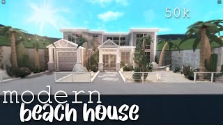 modern coastal  beach house mansion  50k  exteior  Roblox  Bloxburg [upl. by Mandler]