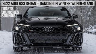 2022 AUDI RS3 SEDAN BLACKED OUT  DANCING IN WINTER WONDERLAND  DRIFT LAUNCHES amp MUCH MORE 4K [upl. by Sadye48]