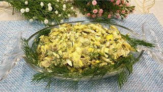 Простой и вкусный рецепт САЛАТА из кальмаров Праздничный салат [upl. by Kanya]