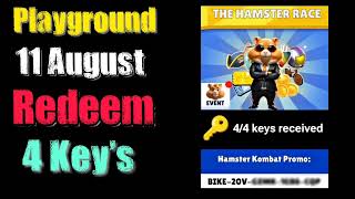 Playground Hamster Kombat 11 August Redeem Code  4 Key Redeem Codes [upl. by Dyana627]