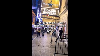 Hamilton Musical  View from rear mezzanine at Richard Rodgers Theatre  Broadway  NYC [upl. by Chancelor]