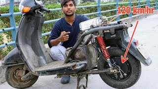 Convert petrol scooter to electric at home  Speed 120kmhr [upl. by Adnawat]