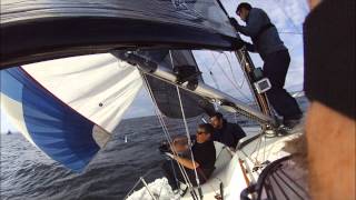 Racing Hravn May 28 2014 sailboat racing Bellingham Bay J33 sailing high wind sailing [upl. by Rapsag]