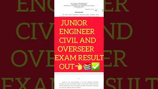 Junior engineer civil and overseer exam result out🤩👈✅️ short reels trending result top [upl. by Dauf]