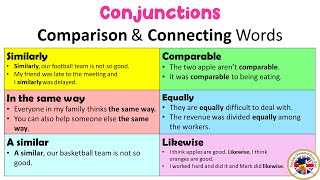 Conjunctions Comparison and Connecting Words Definiton and Example Sentences [upl. by Nikolos]