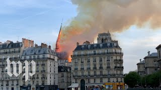 Watch fiery collapse of Notre Dame Cathedral spire [upl. by Ittam]