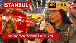 HDR Istanbul Christmas Markets At Night Türkiye 2024 Walking Tour4k 60fps [upl. by Lebama]