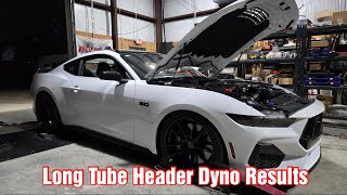 Dyno Results After Kooks 1 78 Inch Long Tube Header Install On Our 24 Mustang GT [upl. by Nytsud]