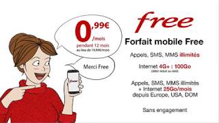 Vente privée Free Mobile  100 Go pour 099 euro par mois [upl. by Nibot]