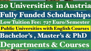 Top 20 Universities for International Students Study in Austria Bachelors amp Masters Scholarships [upl. by Ydnar]