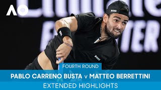 Pablo Carreno Busta v Matteo Berrettini Extended Highlights 4R  Australian Open 2022 [upl. by Yenettirb]