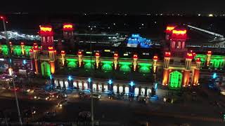 Illuminated Charbagh Railway Station Lucknow Aerial Shoot 4K Quality [upl. by Anrim]