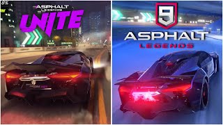 Asphalt Unite vs Asphalt 9 Legends  Gameplay Comparison [upl. by Enomas]