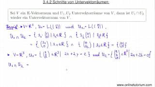 Schnitte von Untervektorräumen Teil I  Mathematik Videos amp Übungen [upl. by Emerald170]