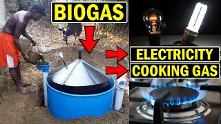 How to Generate Electricity from Biogas Plant at Home Electricity from Cow Dung with Gobar Gas [upl. by Oivaf]