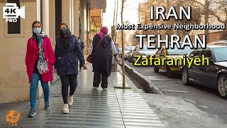 Tehran the most Expensive Neighborhood Zafaraniyeh Street walking Tour Iran walk 4K [upl. by Ettelohcin]