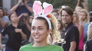 Miley Cyrus Wearing Bunny Ears at Jimmy Kimmel [upl. by Lonee469]