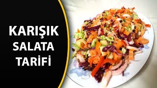 KARIŞIK SALATA Karışık salata tarifi  pratik salatalar [upl. by Anitteb]