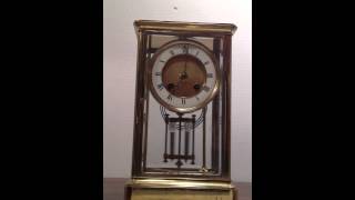 Japy Freres Antique Brass French Carriage Clock Beveled Glass and Mercury Pendulum [upl. by Araz158]