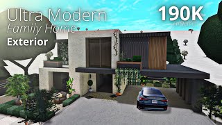 Ultra Modern Family Home  190K Exterior  Bloxburg Speed Build [upl. by Nosirb616]