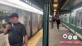 R142 and R142A 4 trains entering and leaving 161st StreetYankee Stadium in the Bronx [upl. by Derek]