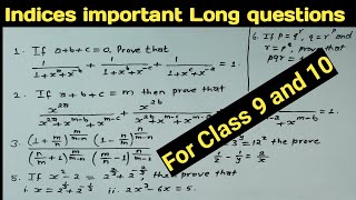 Indices important Long questions solution Class 10 9 C Math  SEE 2079 Mathematics Indices [upl. by Kemp]