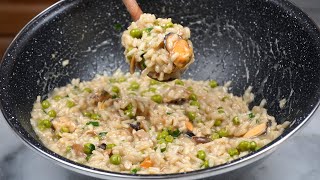 Risotto Mare e Monti Ricetta Veloce e Molto Gustosa  Rice Fish and Mushrooms Tasty Recipe [upl. by Carlotta]