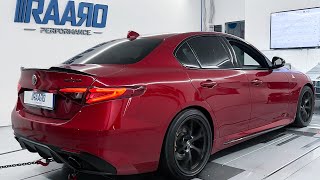 Alfa Romeo Giulia Veloce 20 280hp 2022 OPFGPF  RAARO Performance exhaust and dyno run 320hp [upl. by Aneekahs848]