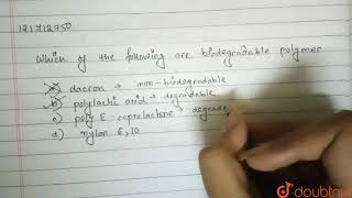 Which of the following are biodegradable polymer  12  POLYMERS  CHEMISTRY  CHHAYA PUBLICATI [upl. by Ronen]