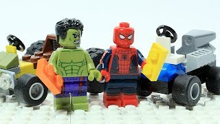 Lego Spiderman vs Hulk Brick Building Showdown Superheroes Cartoon [upl. by Llemar48]