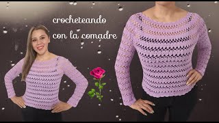 ⭐⭐⭐⭐⭐tutorial blusa tejida a crochet fácil y rápido parte 1 todas las tallas [upl. by Adriano]