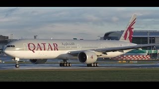 Rare Qatar Boeing 777300ER Takeoff at Dublin Airport [upl. by Bikales]