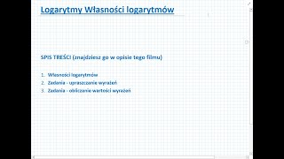 Logarytmy  własności logarytmów  Matematyka Liceum i Technikum [upl. by Pierette306]