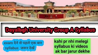 Dayalbagh university syllabus dayalbagh University Group A Syllabusdayalbagh university agradei🤗🤗 [upl. by Phylis22]