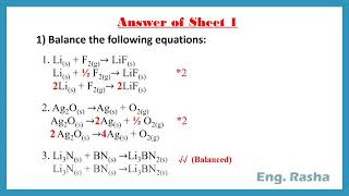 Sheet 1 answer stoichiometry AIU Eng Rasha [upl. by Madalyn644]