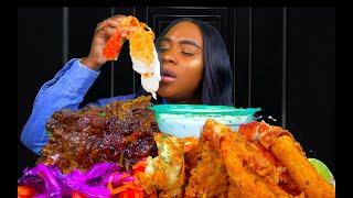 KING CRAB SEAFOOD BOIL MUKBANG  HOT CHEETOS CHEESY ALFREDO SAUCELOBSTER  ASMR EATING  ASMR FOOD [upl. by Hurley]