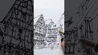 Eguisheim Alsace Architectural Perspective Sketch [upl. by Noiro927]