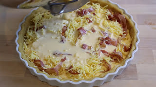 How to make a bacon and cheese French style quiche [upl. by Neelhtakyram]