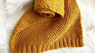 BeginnerFriendly Knit Scarf Tutorial  ‘Autumn Beauty’ Stole Pattern for Men amp Women  Moss Stitch [upl. by Nolad]