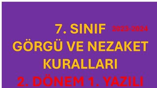 7SINIF GÖRGÜ VE NEZAKET KURALLARI 2DÖNEM 1YAZILI AÇIK UÇLU [upl. by Lucia]